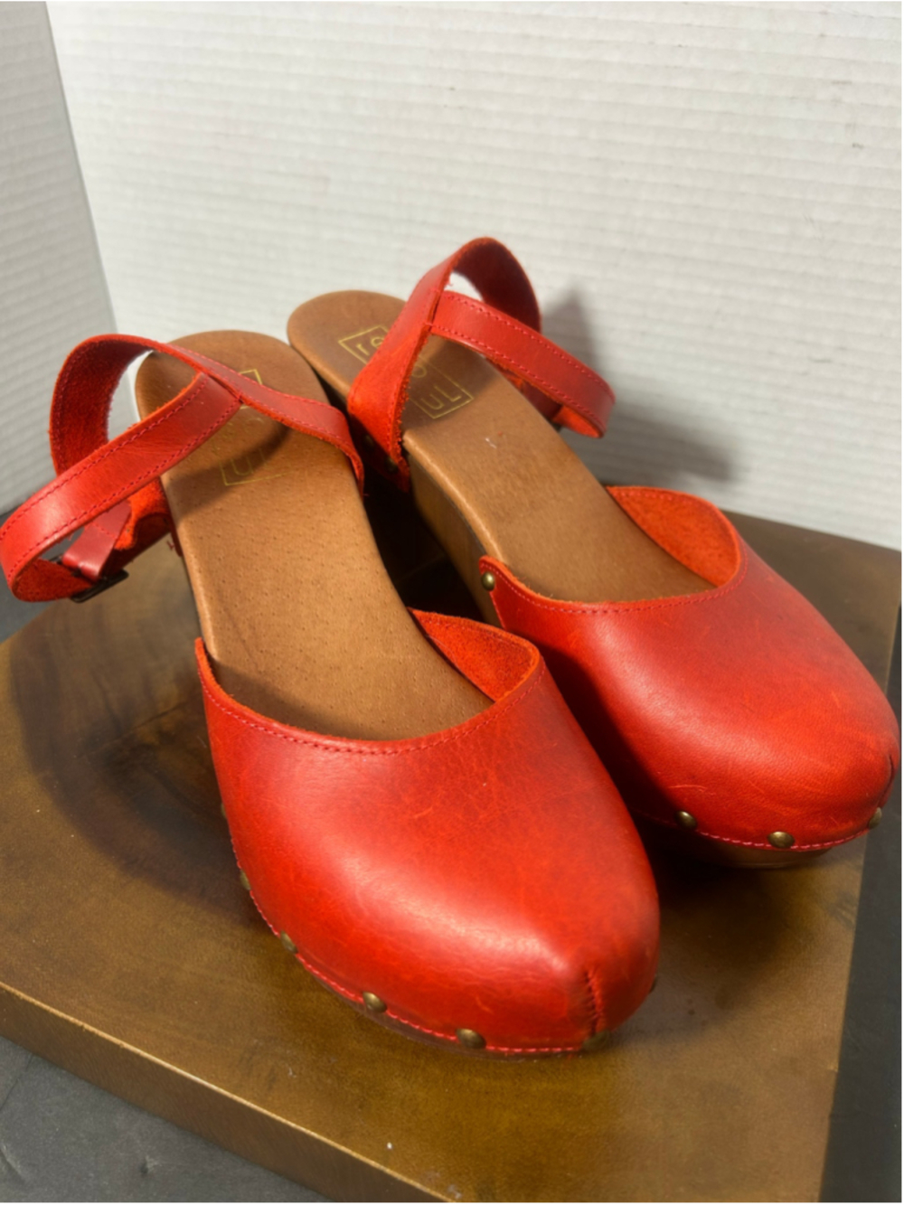 Women's Resoul Red Leather Clog Sandals, Size 9 Boho Hippie Comfort European